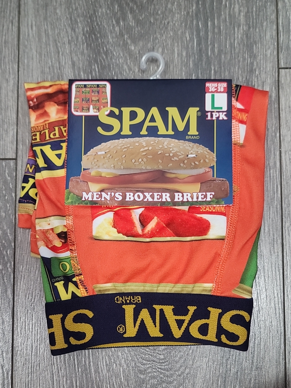 SPAM Men's Orange with Multicolor Print Boxer Briefs